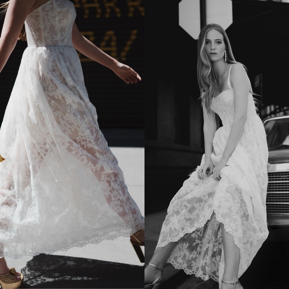 🆕 BY WATTERS. Basil Lace Limited Edition Overlay Dress White Sz 4